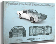 14" x 11" / Stretched Canvas Wrap Cutler West Pontiac Firebird Trans Am SD 455 (1973) Vintage Auto Print