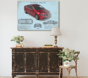 Cutler West Pontiac G8 Gt Sport Red Metallic Blueprint Vintage Auto Print