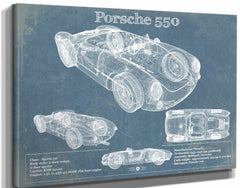 14" x 11" / Stretched Canvas Wrap Cutler West Porsche 550 Vintage Sports Car Print