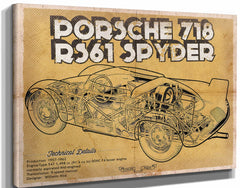 14" x 11" / Stretched Canvas Wrap Cutler West Porsche 718 Spyder Racing Sports Car Print
