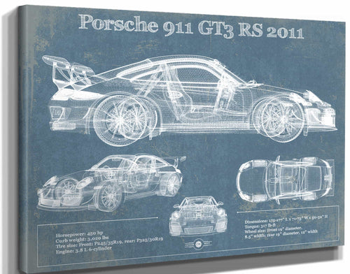 14" x 11" / Stretched Canvas Wrap Cutler West Porsche 911 GT3 RS 2011 Vintage Sports Car Print