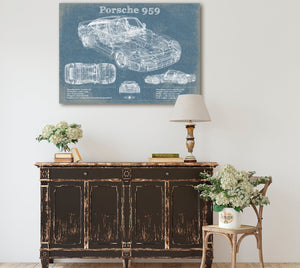 Cutler West Porsche 959 Vintage Blueprint Auto Print
