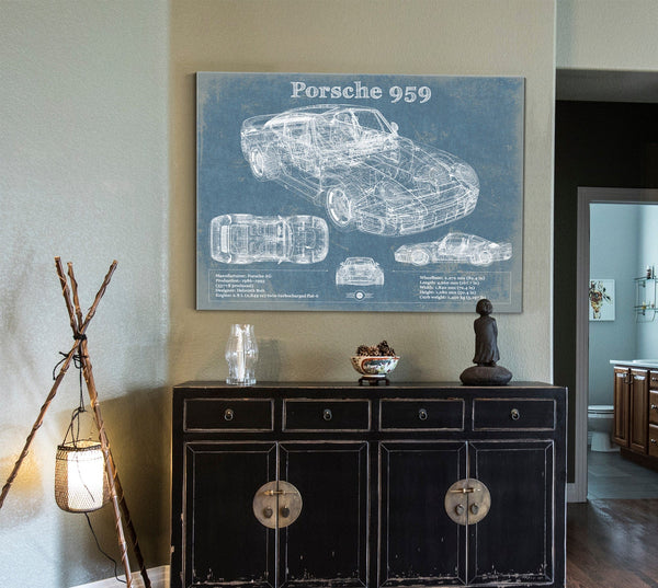 Cutler West Porsche 959 Vintage Blueprint Auto Print