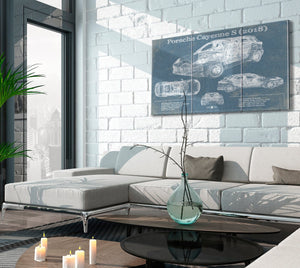 Cutler West Porsche Cayenne S 2018 Vintage Blueprint Auto Print