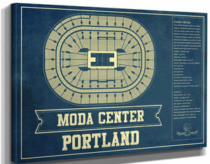 14" x 11" / Stretched Canvas Wrap Cutler West Portland Trail Blazers Moda Center Vintage Basketball Blueprint NBA Print