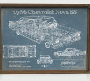 Chevrolet Nova SS Blueprint Art Print — Car Lover Gift