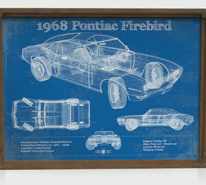 1968 Pontiac Firebird Blueprint Art Print — Car Lover Gift