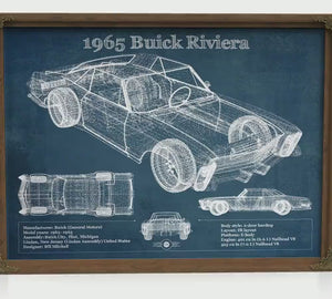 1965 Buick Riviera Blueprint Art Print — Car Lover Gift