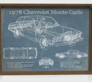 1978 Chevrolet Monte Carlo Blueprint Art Print — Car Lover Gift