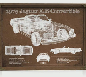 1975 Jaguar Xjs Convertible Blueprint Art Print — Car Lover Gift