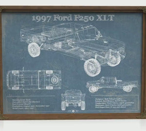 1997 Ford F250 XLT Blueprint Truck Print — Gift for Him