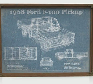 1968 Ford F-100 Blueprint Truck Print — Gift for Him