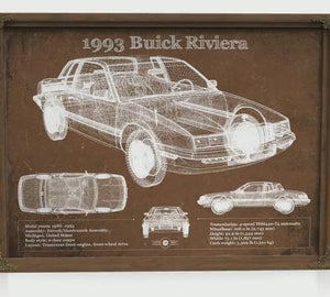 1993 Buick Riviera Blueprint Art Print — Car Lover Gift