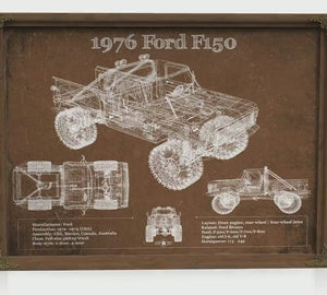 1976 Ford F150 Highboy Blueprint Truck Print — Gift for Him