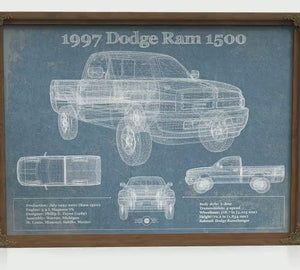 1997 Dodge Ram 1500 Blueprint Truck Print — Gift for Him