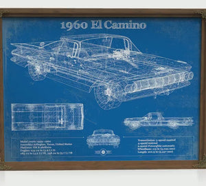 1960 Chevrolet El Camino Blueprint Art Print — Car Lover Gift