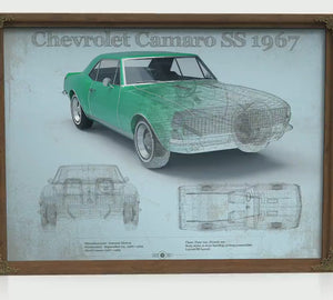 1967 Camaro SS Blueprint Art Print — Gift Idea
