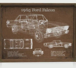 1965 Ford Falcon Blueprint Art Print — Car Lover Gift