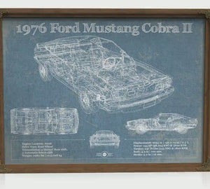 1976 Ford Mustang Cobra II Blueprint Art Print — Car Lover Gift