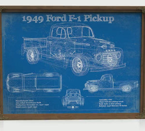 1949 Ford F-1 Blueprint Truck Print — Gift for Him