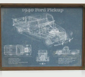 1940 Ford Blueprint Truck Print — Gift for Him