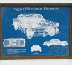 1950 Hudson Hornet Blueprint Art Print — Car Lover Gift