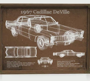 1967 Cadillac DeVille Blueprint Art Print — Car Lover Gift
