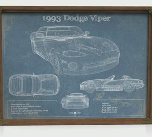 1993 Dodge Viper Blueprint Art Print — Car Lover Gift