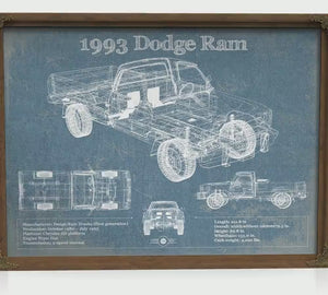 1993 Dodge RAM 150 Blueprint Truck Print — Gift for Him