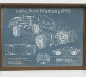 1984 Ford Mustang SVO Blueprint Art Print — Car Lover Gift