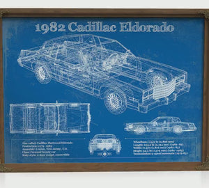 1982 -1983 Cadillac Eldorado Blueprint Art Print — Car Lover Gift