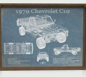 1970 Chevrolet C10 Blueprint Truck Print — Gift for Him