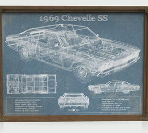 1969 Chevrolet Chevelle SS Blueprint Art Print — Car Lover Gift