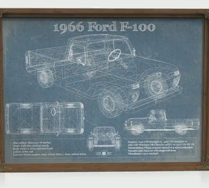 1966 Ford F-100 Blueprint Truck Print — Gift for Him