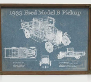 1933 Ford Model B Blueprint Truck Print — Gift for Him