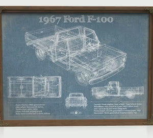 1967 Ford F-100 Blueprint Truck Print — Gift for Him