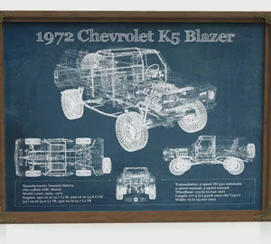 1972 Chevrolet K5 Blazer Blueprint Truck Print — Gift for Him