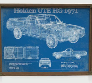 1971 Holden HG Belmont ute Blueprint Art Print — Car Lover Gift