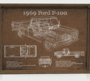 1969 Ford F-100 Blueprint Truck Print — Gift for Him