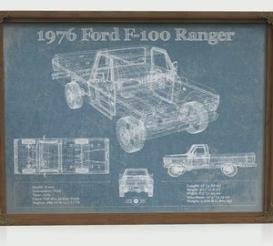 1976 Ford F-100 Ranger Blueprint Truck Print — Gift for Him