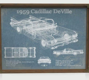 1959 Cadillac Coupe de Ville Blueprint Art Print — Car Lover Gift