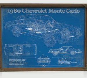 1980 Chevrolet Monte Carlo Blueprint Art Print — Car Lover Gift