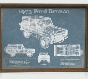 1973 Ford Bronco Blueprint Truck Print — Gift for Him