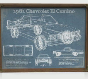 1981 Chevrolet El Camino Blueprint Art Print — Car Lover Gift