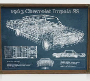 1963 Chevrolet Impala SS Hardtop Sport Coupe Print — Car Lover Gift