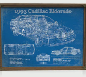 1993 Cadillac Eldorado Coupe Blueprint Art Print — Car Lover Gift