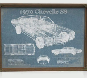 1970 Chevrolet Chevelle SS Blueprint Art Print — Car Lover Gift