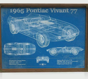 1965 Pontiac Vivant 77 Blueprint Art Print — Car Lover Gift