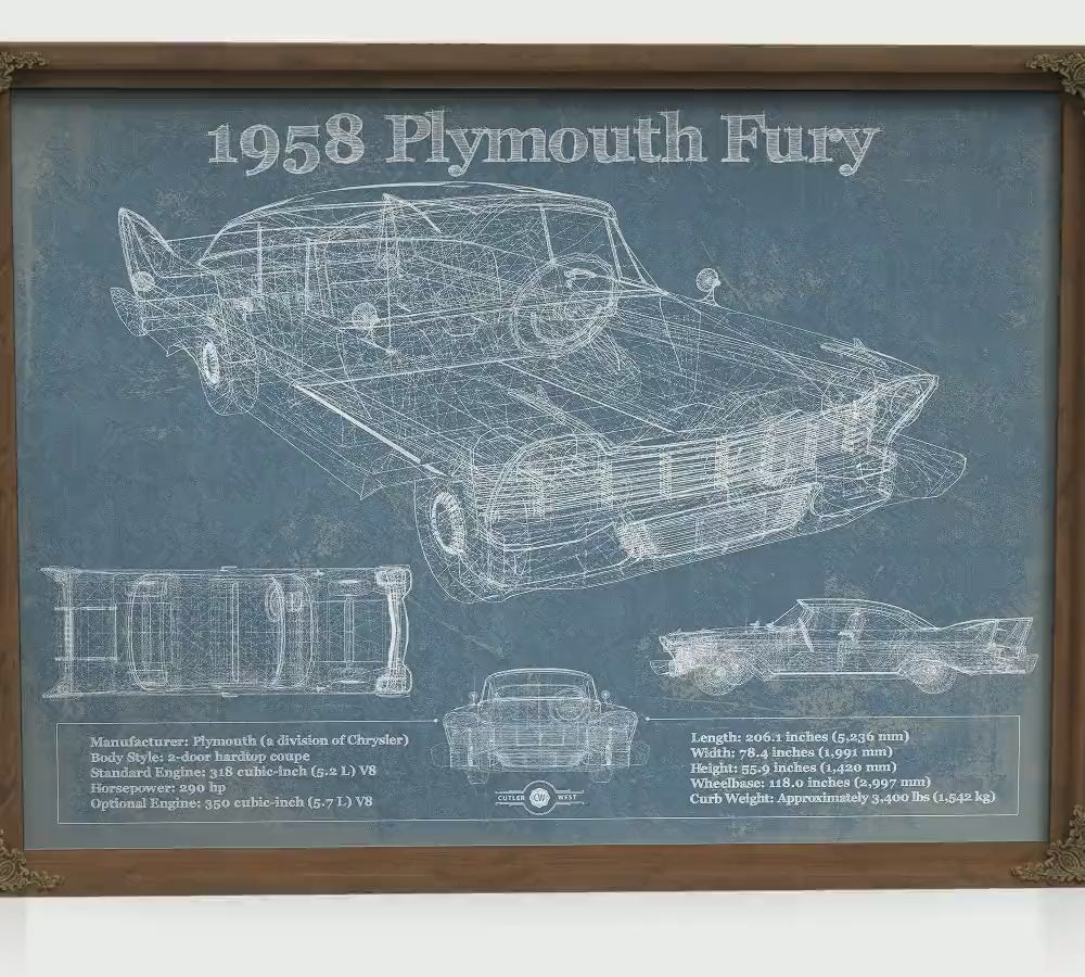 油彩画　プレリュード　ジムGカムL  ペースタイン　リトグラフ2/25 1957 Plymouth Belvedere Wall Art Print | Cutler West