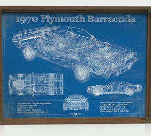 1970 Plymouth Barracuda Blueprint Art Print — Car Lover Gift